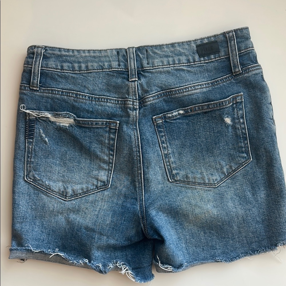 PAIGE Blue Distressed Cut-Off Jean Shorts